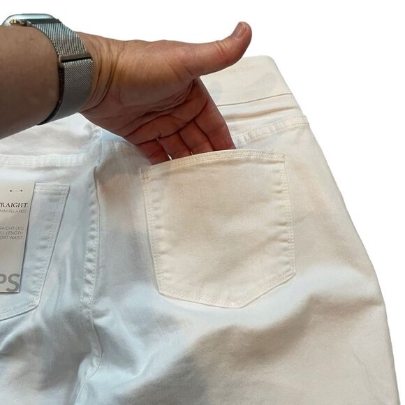 Soft Surroundings Straight Leg Pull On Ultimate Denim Relaxed White Jean Size PS - Picture 11 of 14